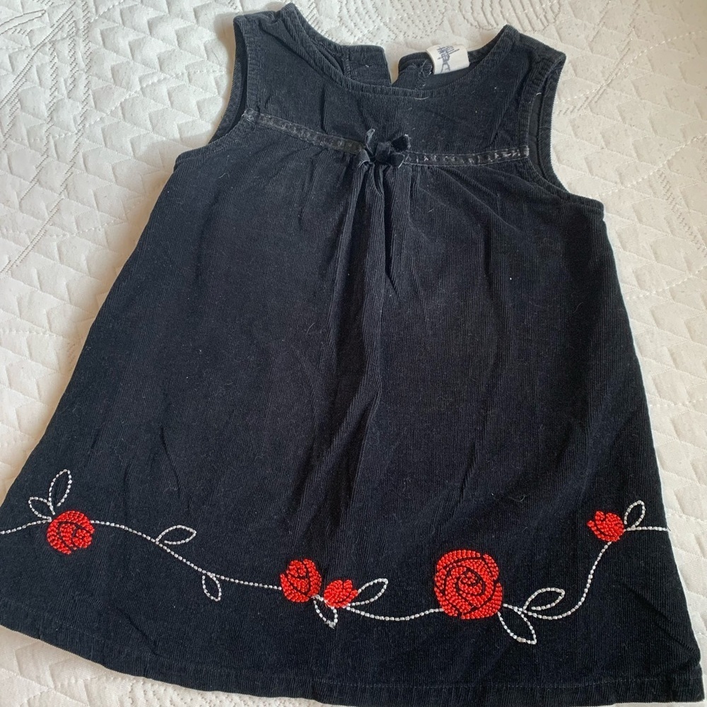 Black‎ floral toddler corduroy dress